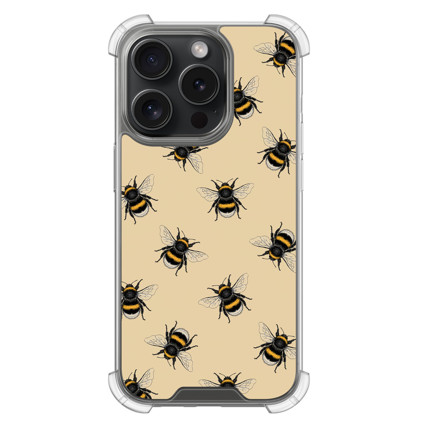 Leuke Telefoonhoesjes iPhone 15 Pro shockproof case - Bee happy