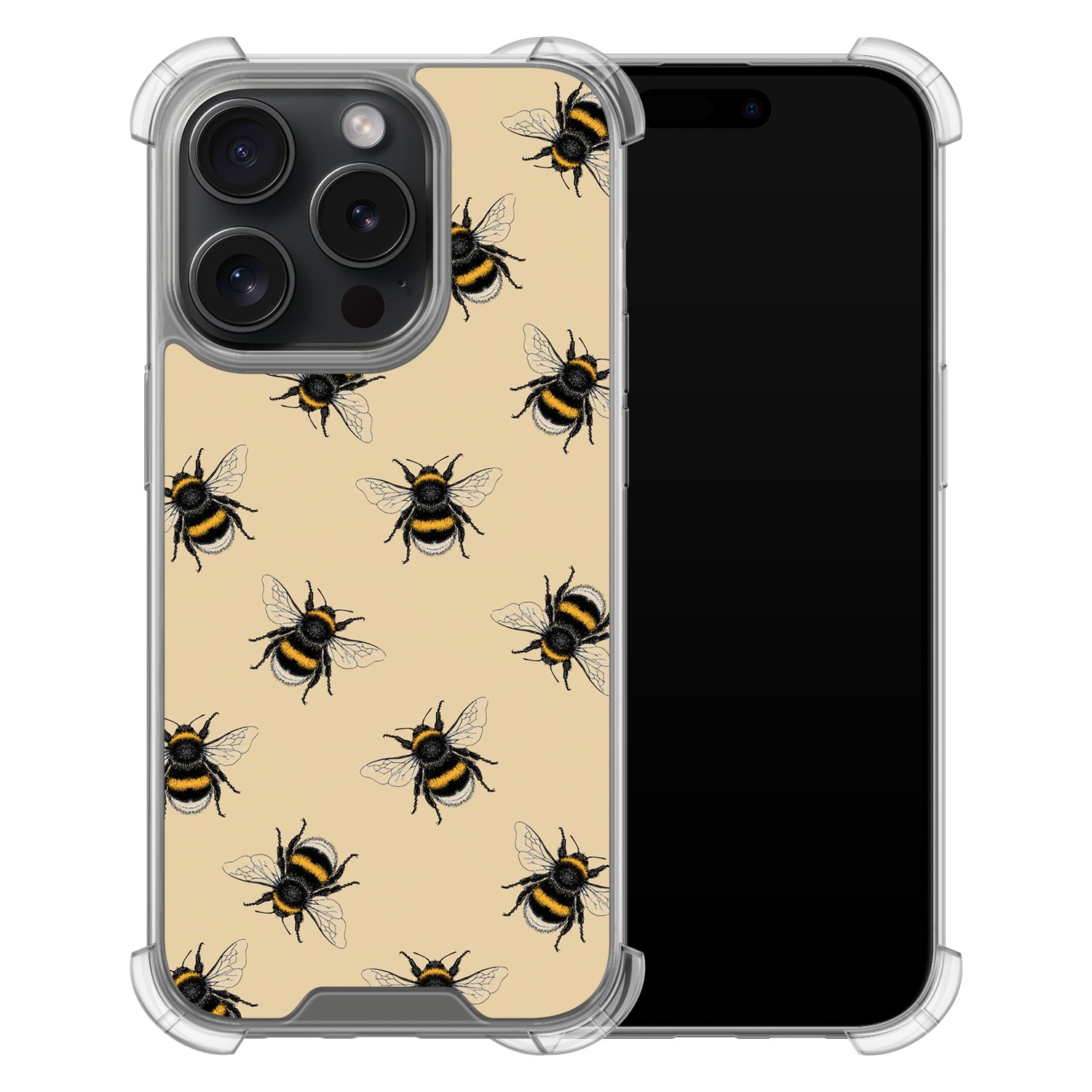 Leuke Telefoonhoesjes iPhone 15 Pro shockproof case - Bee happy