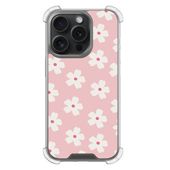 Leuke Telefoonhoesjes iPhone 15 Pro shockproof case - Roze retro bloempjes