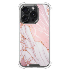 Leuke Telefoonhoesjes iPhone 15 Pro shockproof case - Marmer babyroze