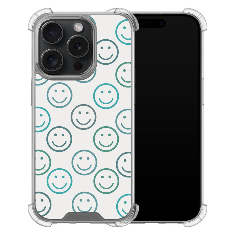 Leuke Telefoonhoesjes iPhone 15 Pro shockproof case - Happy faces
