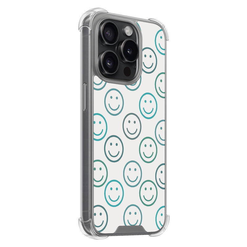 Leuke Telefoonhoesjes iPhone 15 Pro shockproof case - Happy faces