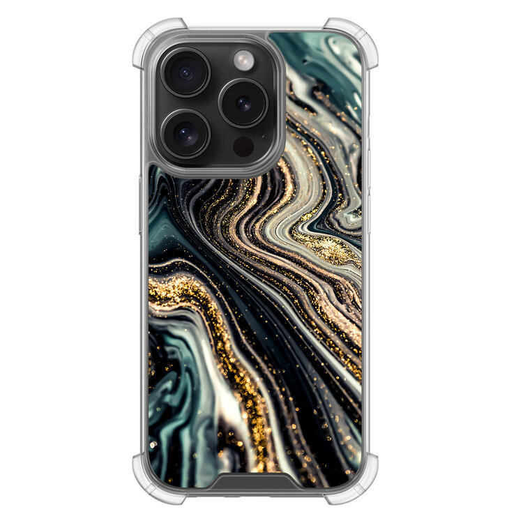 Leuke Telefoonhoesjes iPhone 15 Pro shockproof case - Marmer swirl