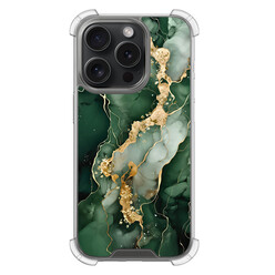 Leuke Telefoonhoesjes iPhone 15 Pro shockproof case - Marmer groen goud