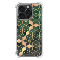 Leuke Telefoonhoesjes iPhone 15 Pro shockproof case - Kubus groen