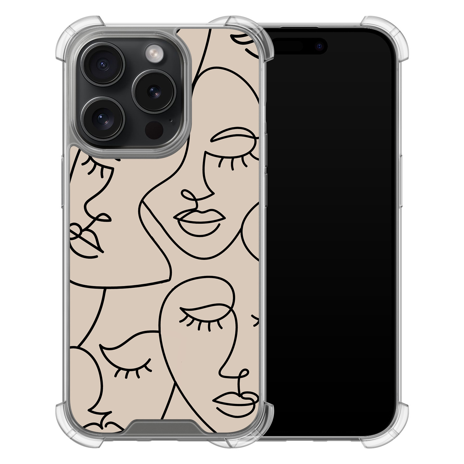 Leuke Telefoonhoesjes iPhone 15 Pro shockproof case - Abstract faces