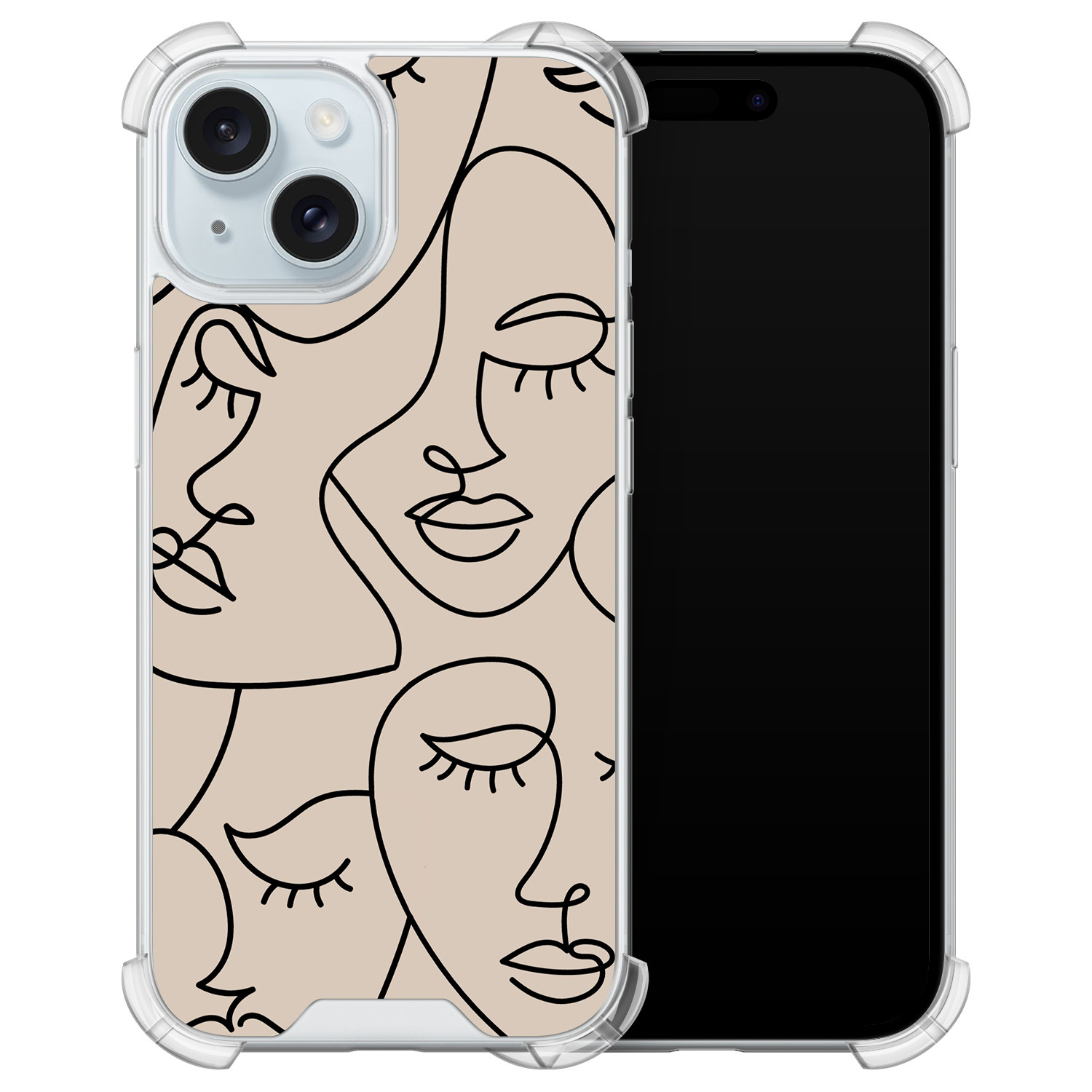 Leuke Telefoonhoesjes iPhone 15 shockproof case - Abstract faces