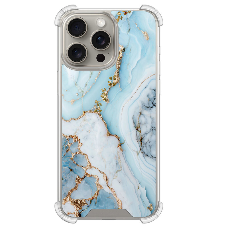 Leuke Telefoonhoesjes iPhone 15 Pro Max shockproof case - Marmer babyblauw