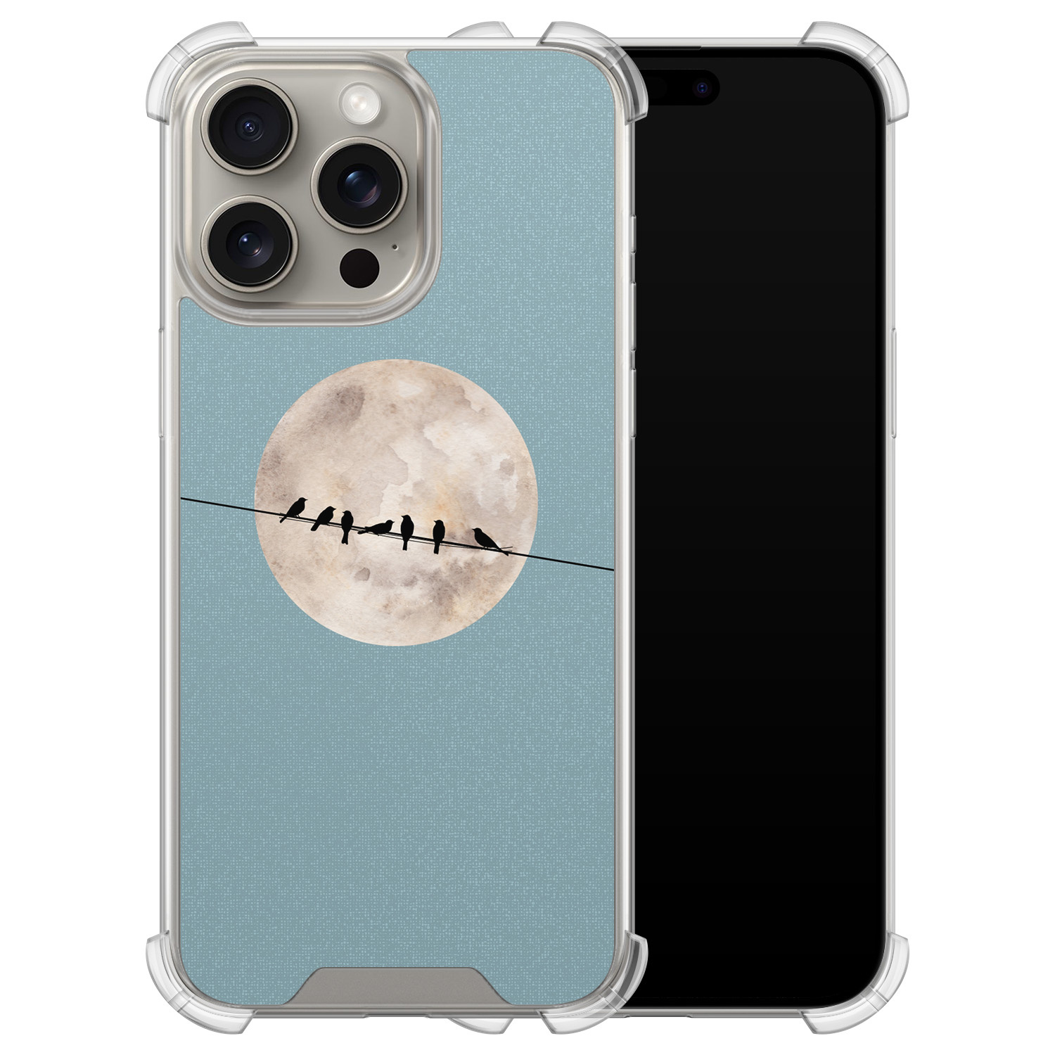 Leuke Telefoonhoesjes iPhone 15 Pro Max shockproof case - Moon birds
