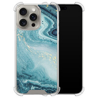 Leuke Telefoonhoesjes iPhone 15 Pro Max shockproof case - Marmer blauw