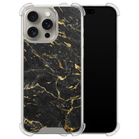 Leuke Telefoonhoesjes iPhone 15 Pro Max shockproof case - Marmer zwart goud