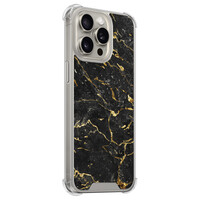 Leuke Telefoonhoesjes iPhone 15 Pro Max shockproof case - Marmer zwart goud