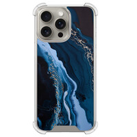 Leuke Telefoonhoesjes iPhone 15 Pro Max shockproof case - Marmer lagoon blauw