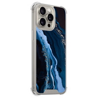 Leuke Telefoonhoesjes iPhone 15 Pro Max shockproof case - Marmer lagoon blauw