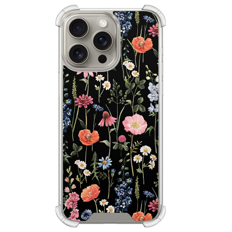Leuke Telefoonhoesjes iPhone 15 Pro Max shockproof case - Dark flowers
