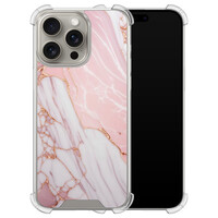 Leuke Telefoonhoesjes iPhone 15 Pro Max shockproof case - Marmer babyroze