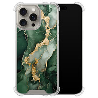 Leuke Telefoonhoesjes iPhone 15 Pro Max shockproof case - Marmer groen goud