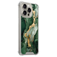 Leuke Telefoonhoesjes iPhone 15 Pro Max shockproof case - Marmer groen goud
