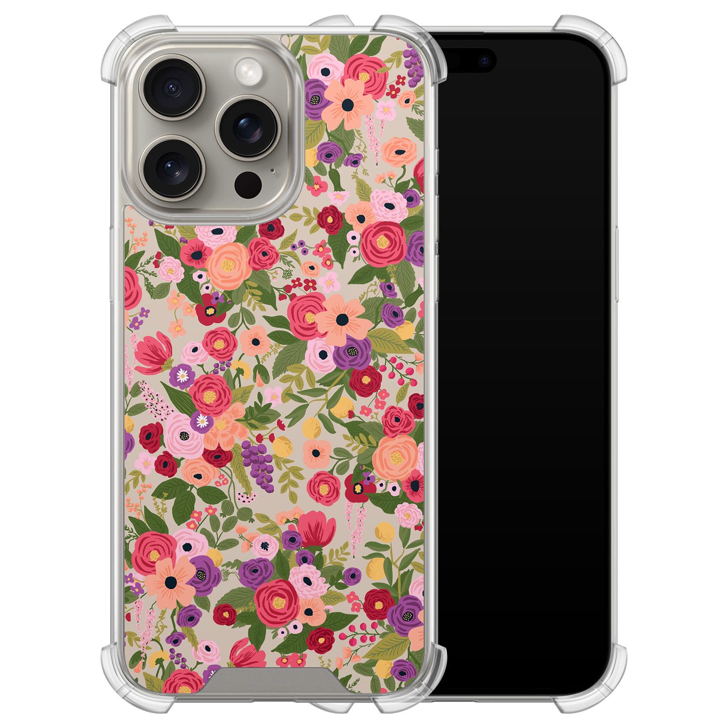Leuke Telefoonhoesjes iPhone 15 Pro Max shockproof case - Floral garden