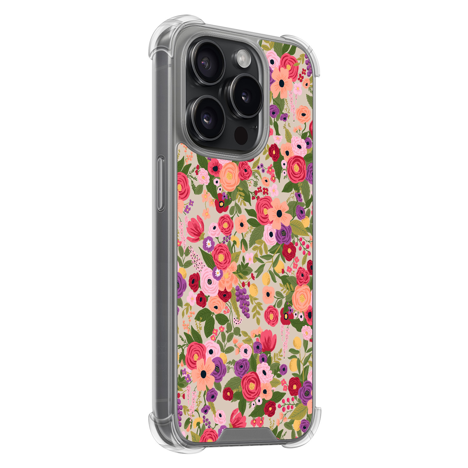 Leuke Telefoonhoesjes iPhone 15 Pro shockproof case - Floral garden