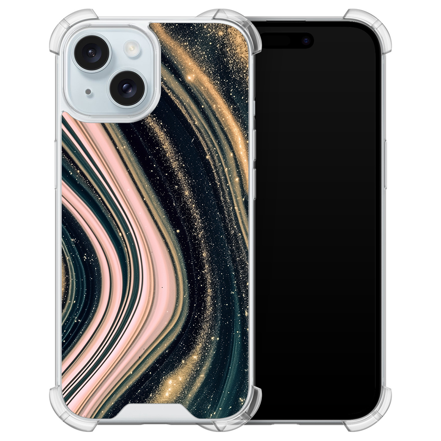 Leuke Telefoonhoesjes iPhone 15 shockproof case - Marble waves