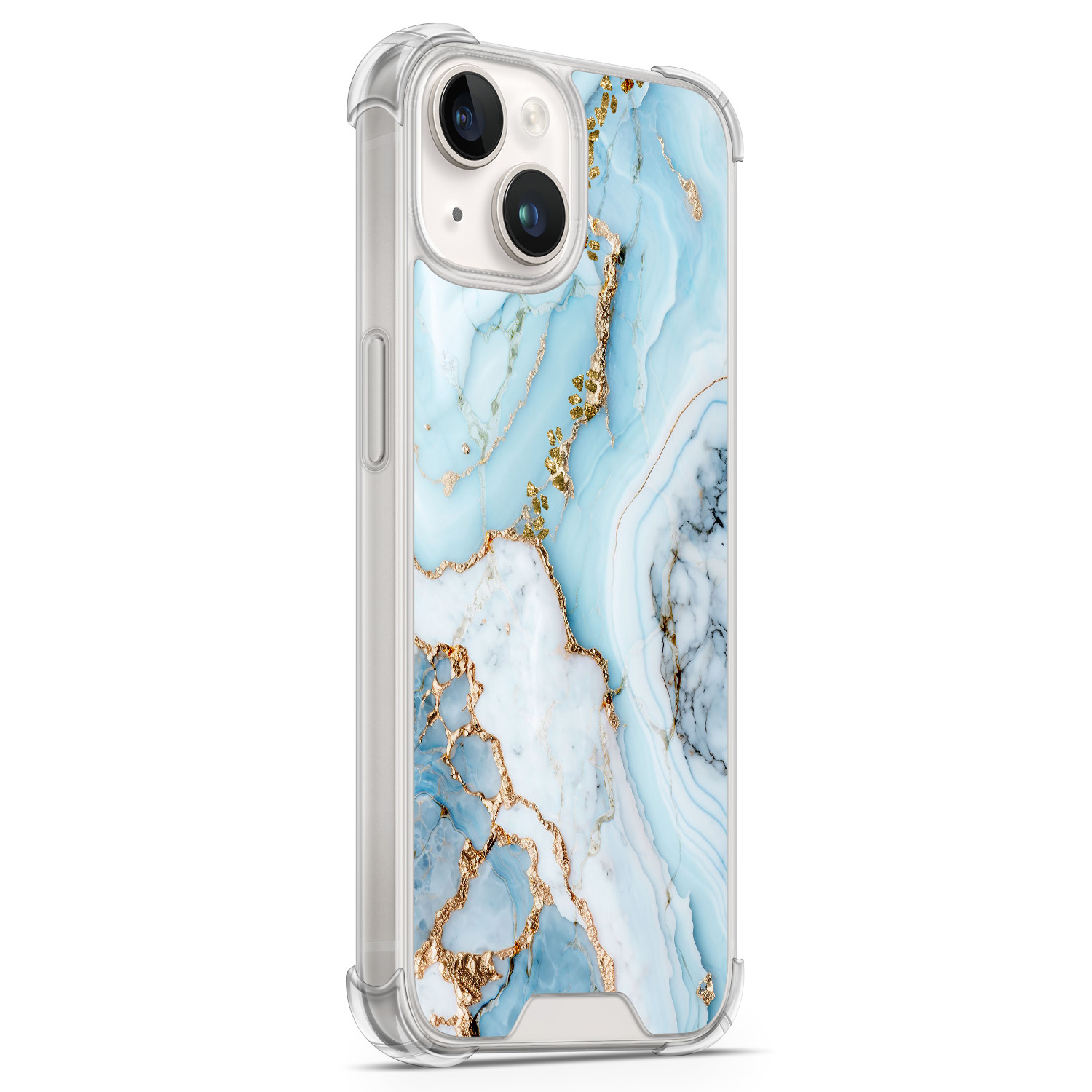 Leuke Telefoonhoesjes iPhone 14 shockproof case - Marmer babyblauw