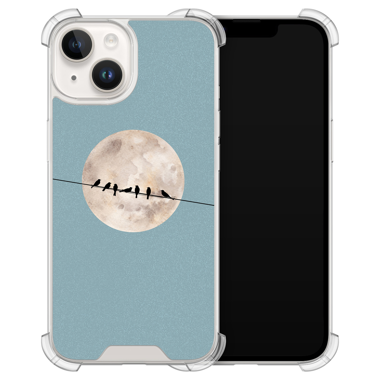 Leuke Telefoonhoesjes iPhone 14 shockproof case - Moon birds