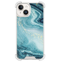 Leuke Telefoonhoesjes iPhone 14 shockproof case - Marmer blauw