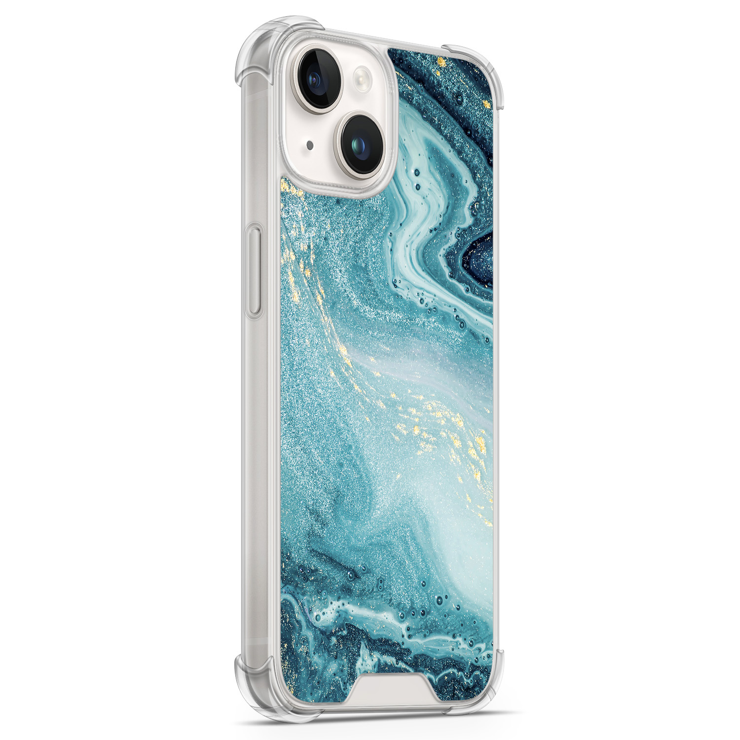 Leuke Telefoonhoesjes iPhone 14 shockproof case - Marmer blauw