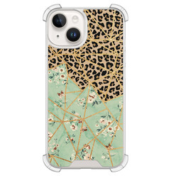 Leuke Telefoonhoesjes iPhone 14 shockproof case - Luipaard flower print