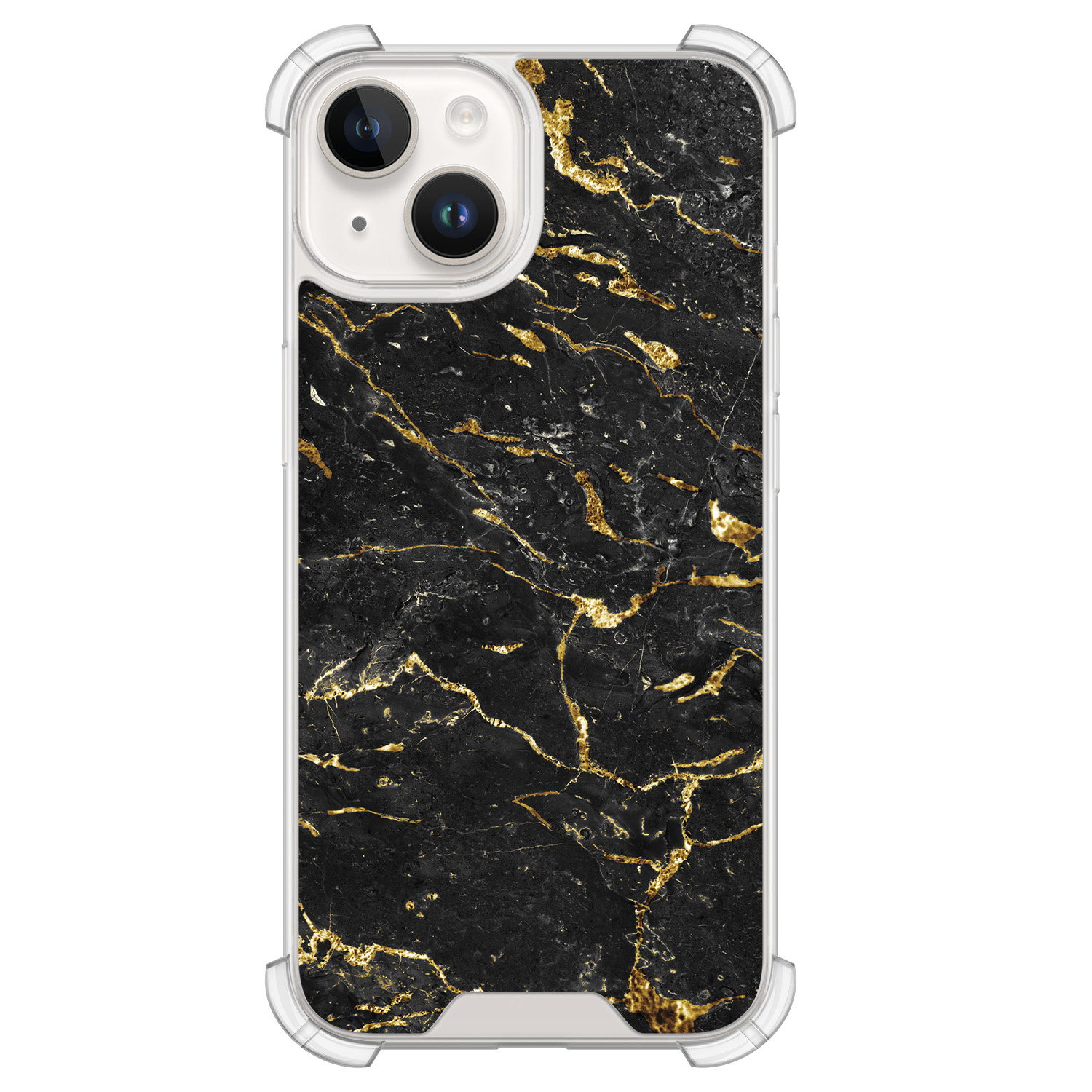 Leuke Telefoonhoesjes iPhone 14 shockproof case - Marmer zwart goud
