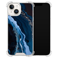 Leuke Telefoonhoesjes iPhone 14 shockproof case - Marmer lagoon blauw