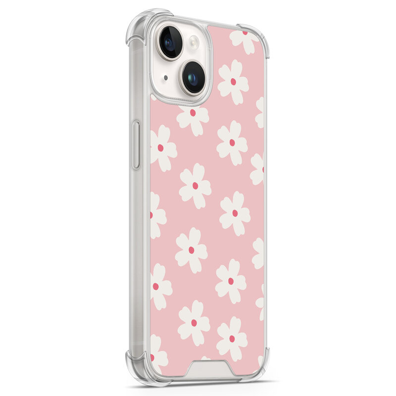 Leuke Telefoonhoesjes iPhone 14 shockproof case - Roze retro bloempjes