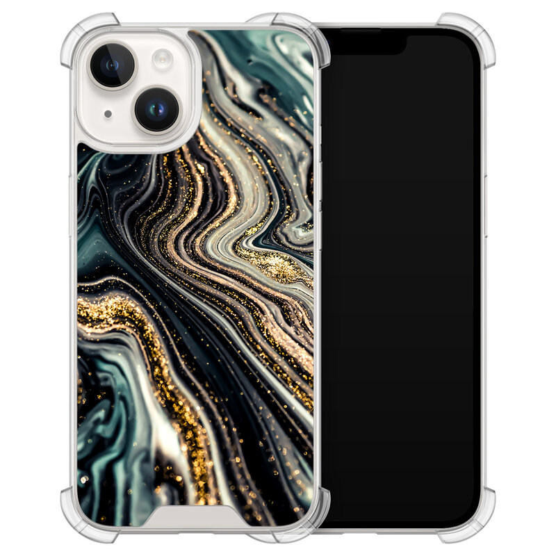 Leuke Telefoonhoesjes iPhone 14 shockproof case - Marmer swirl