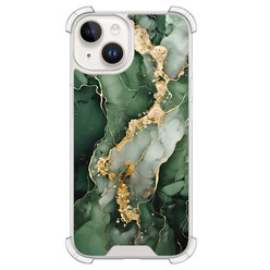 Leuke Telefoonhoesjes iPhone 14 shockproof case - Marmer groen goud