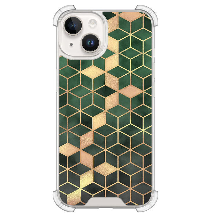 Leuke Telefoonhoesjes iPhone 14 shockproof case - Kubus groen