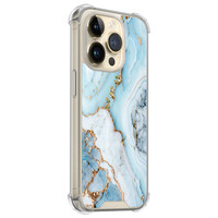 Leuke Telefoonhoesjes iPhone 14 Pro shockproof case - Marmer babyblauw