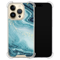 Leuke Telefoonhoesjes iPhone 14 Pro shockproof case - Marmer blauw