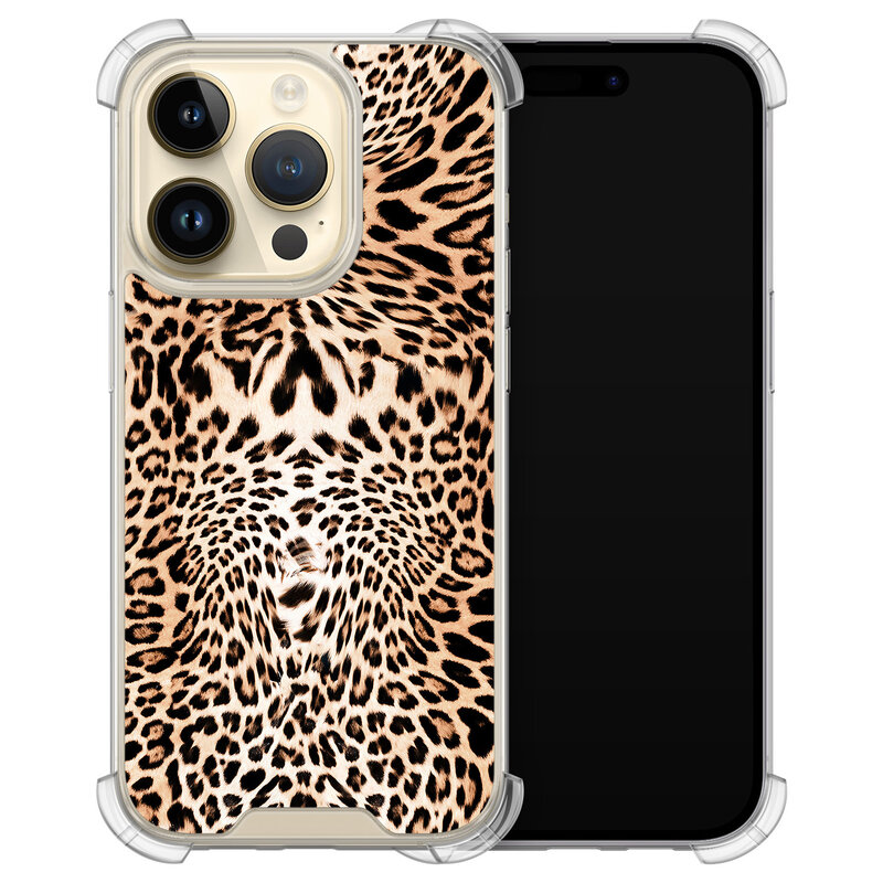 Leuke Telefoonhoesjes iPhone 14 Pro shockproof case - Luipaardprint