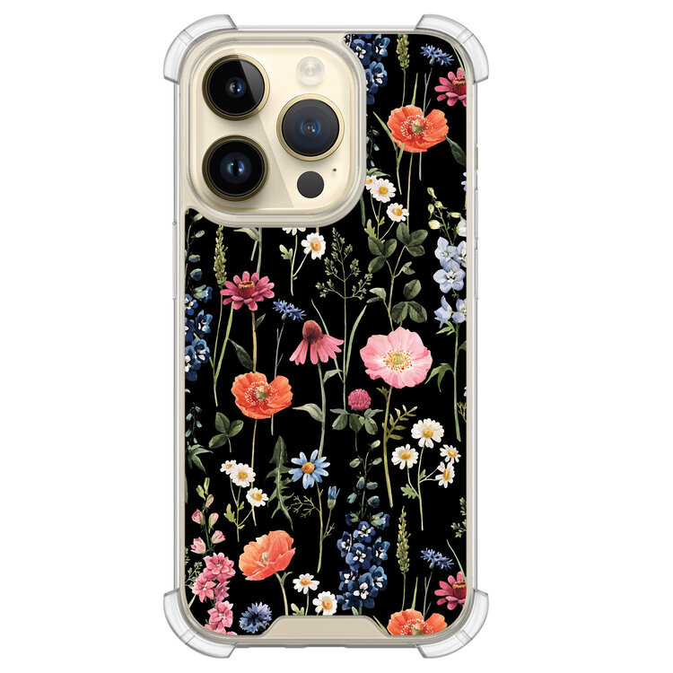 Leuke Telefoonhoesjes iPhone 14 Pro shockproof case - Dark flowers