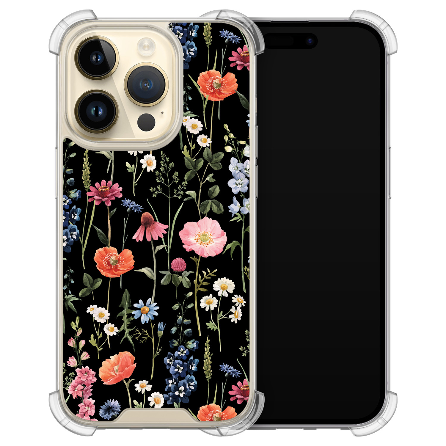 Leuke Telefoonhoesjes iPhone 14 Pro shockproof case - Dark flowers