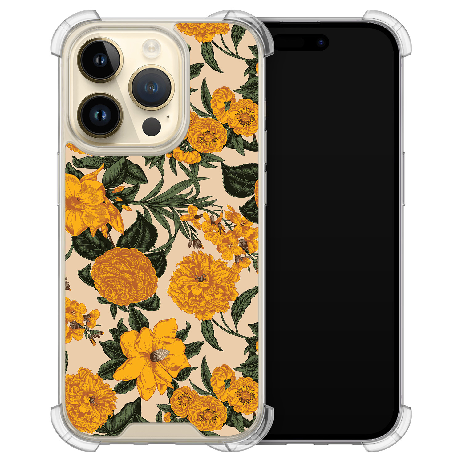 Leuke Telefoonhoesjes iPhone 14 Pro shockproof case - Retro flowers