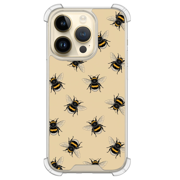 Leuke Telefoonhoesjes iPhone 14 Pro shockproof case - Bee happy