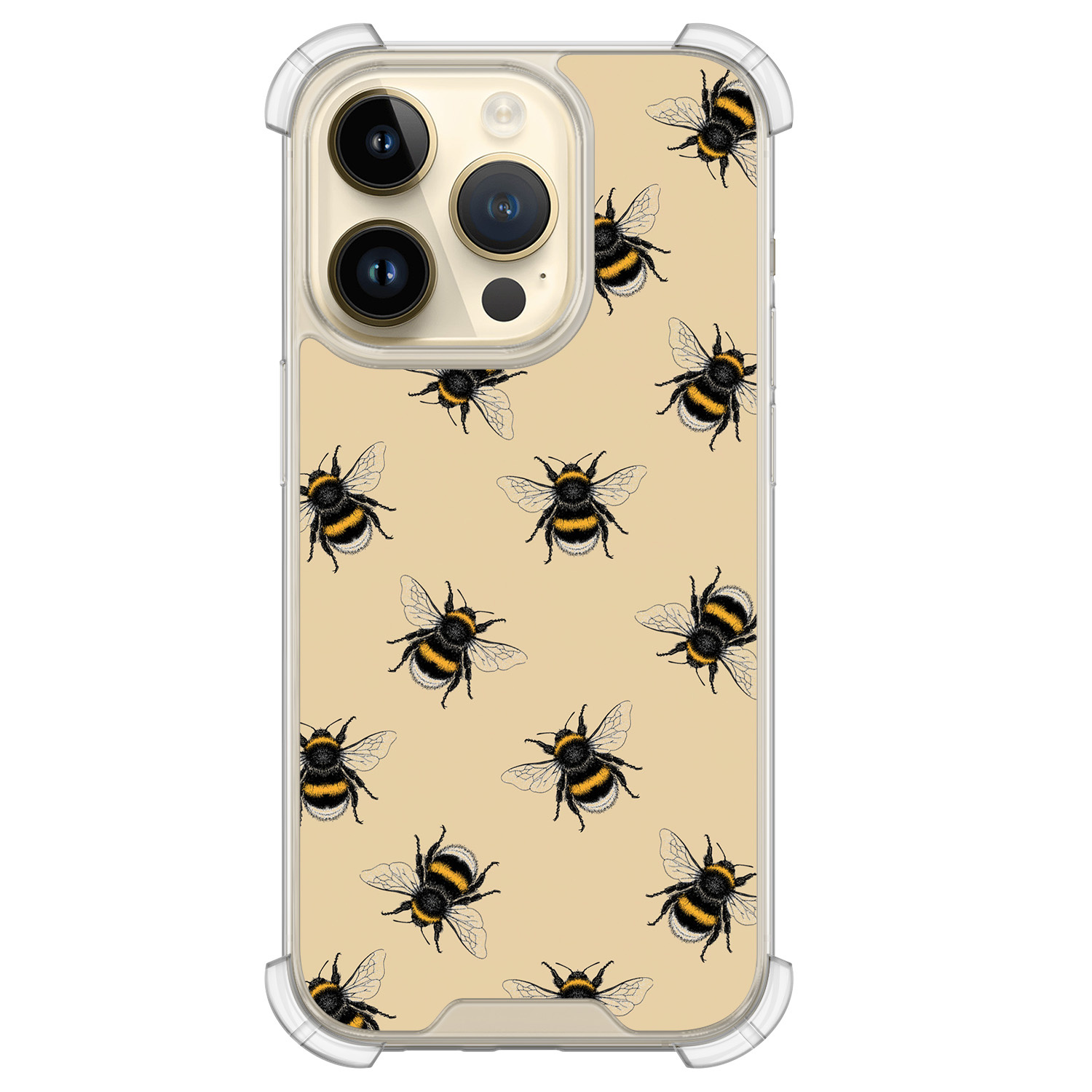 Leuke Telefoonhoesjes iPhone 14 Pro shockproof case - Bee happy