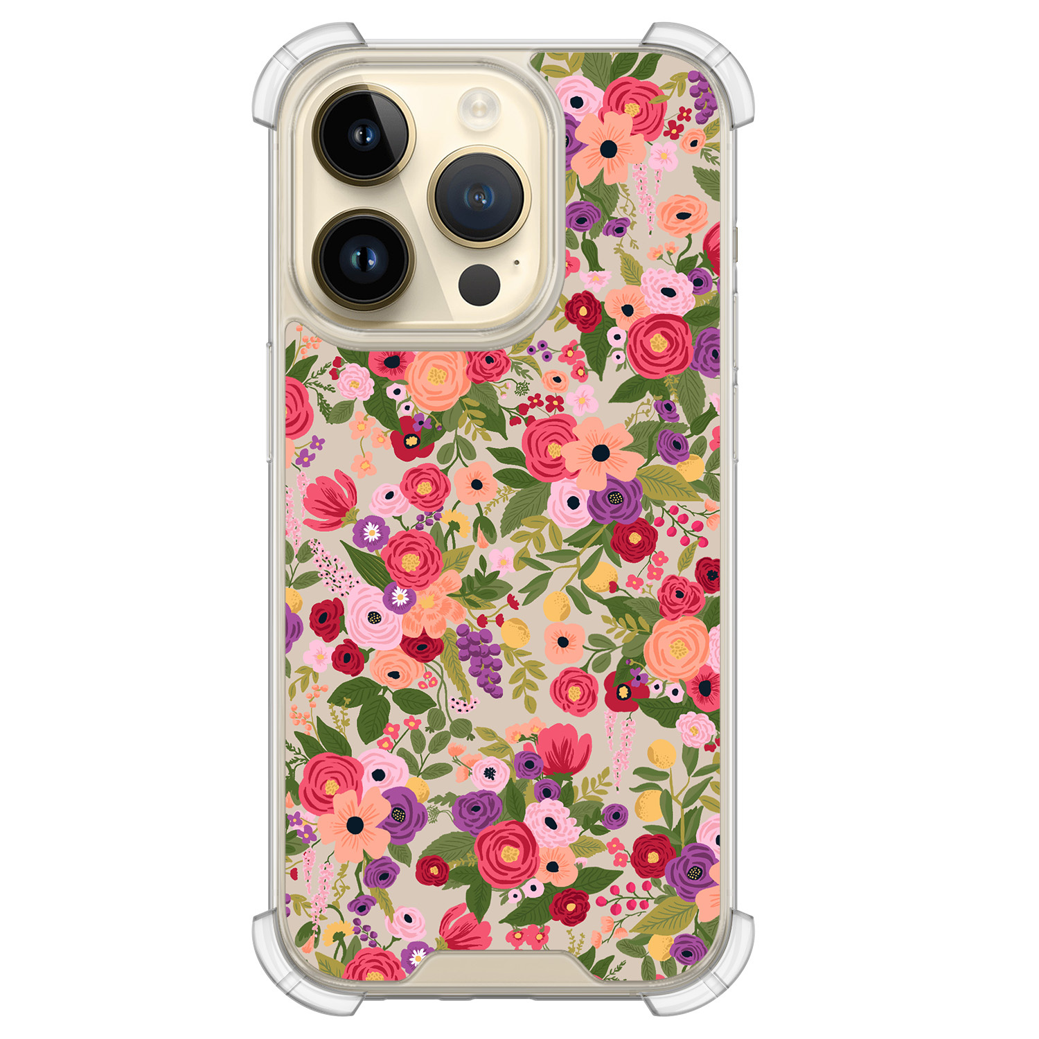 Leuke Telefoonhoesjes iPhone 14 Pro shockproof case - Floral garden