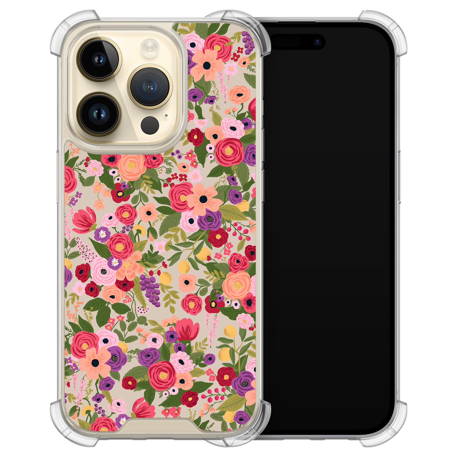 Leuke Telefoonhoesjes iPhone 14 Pro shockproof case - Floral garden