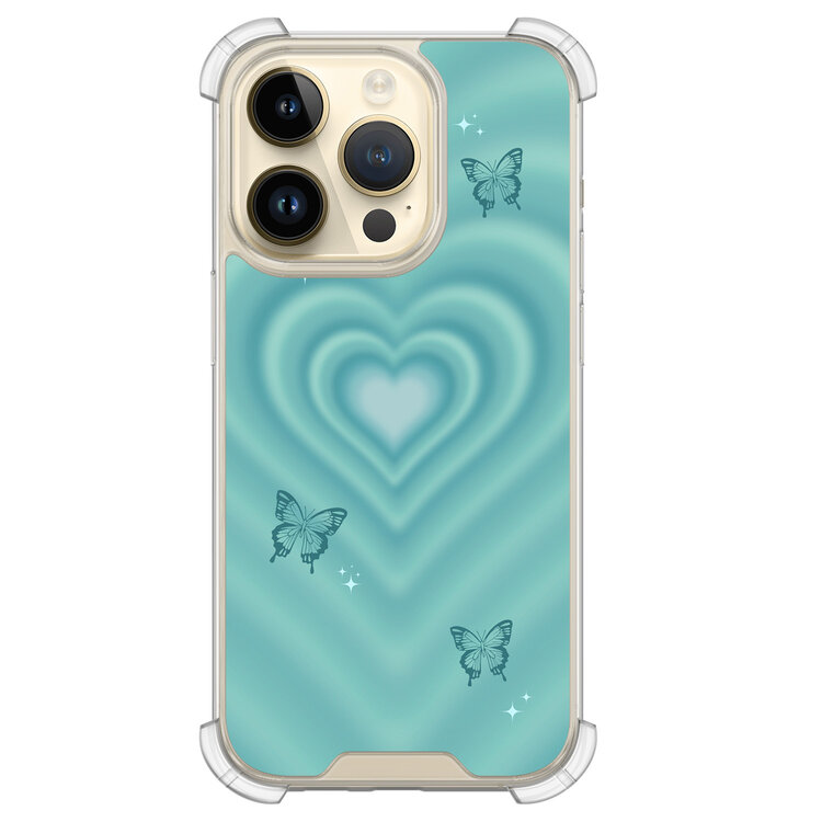 Leuke Telefoonhoesjes iPhone 14 Pro shockproof case - Retro hart vlinder