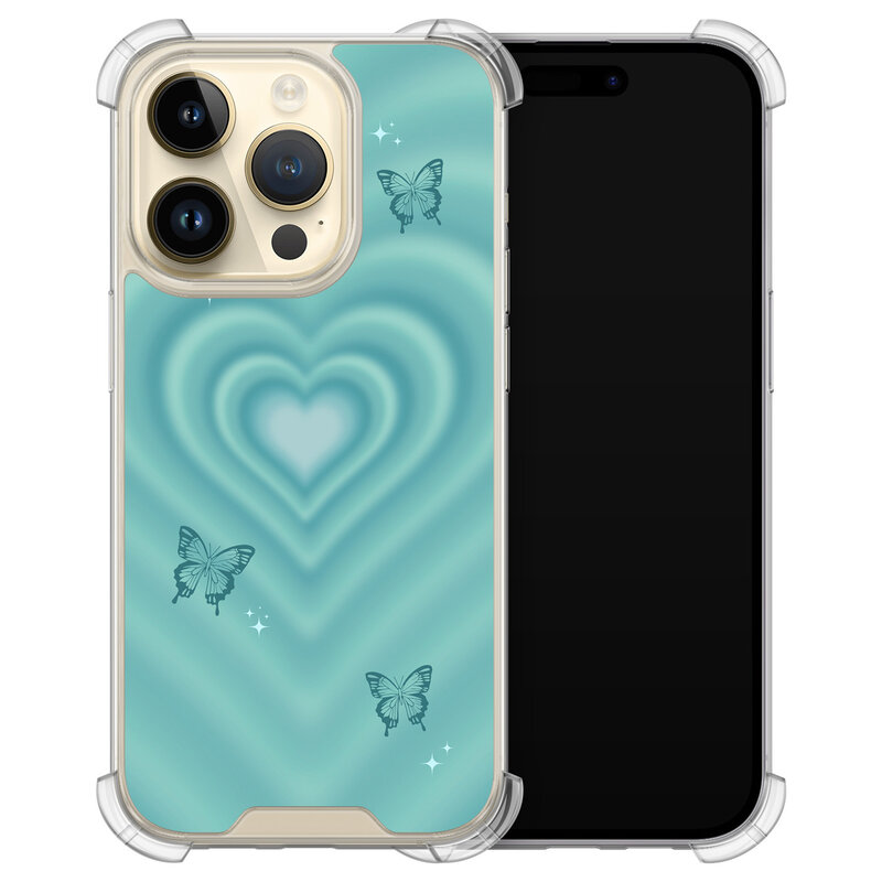 Leuke Telefoonhoesjes iPhone 14 Pro shockproof case - Retro hart vlinder