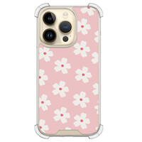 Leuke Telefoonhoesjes iPhone 14 Pro shockproof case - Roze retro bloempjes