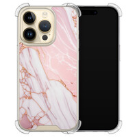 Leuke Telefoonhoesjes iPhone 14 Pro shockproof case - Marmer babyroze